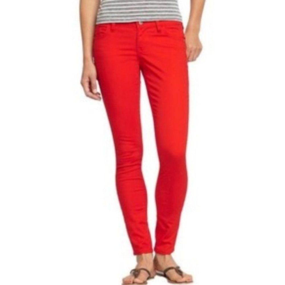Old Navy women's Red/Orange Belt Loop Rockstar Skinny Jeans Pant Size 6